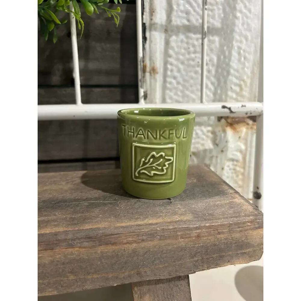 Gund Gifts Thanksgiving “Thankful” Votive Candle Holder with Leaf Design